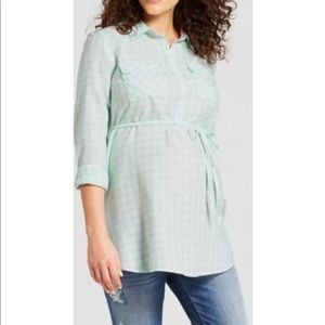Isabel Maternity Mint Plaid top XL